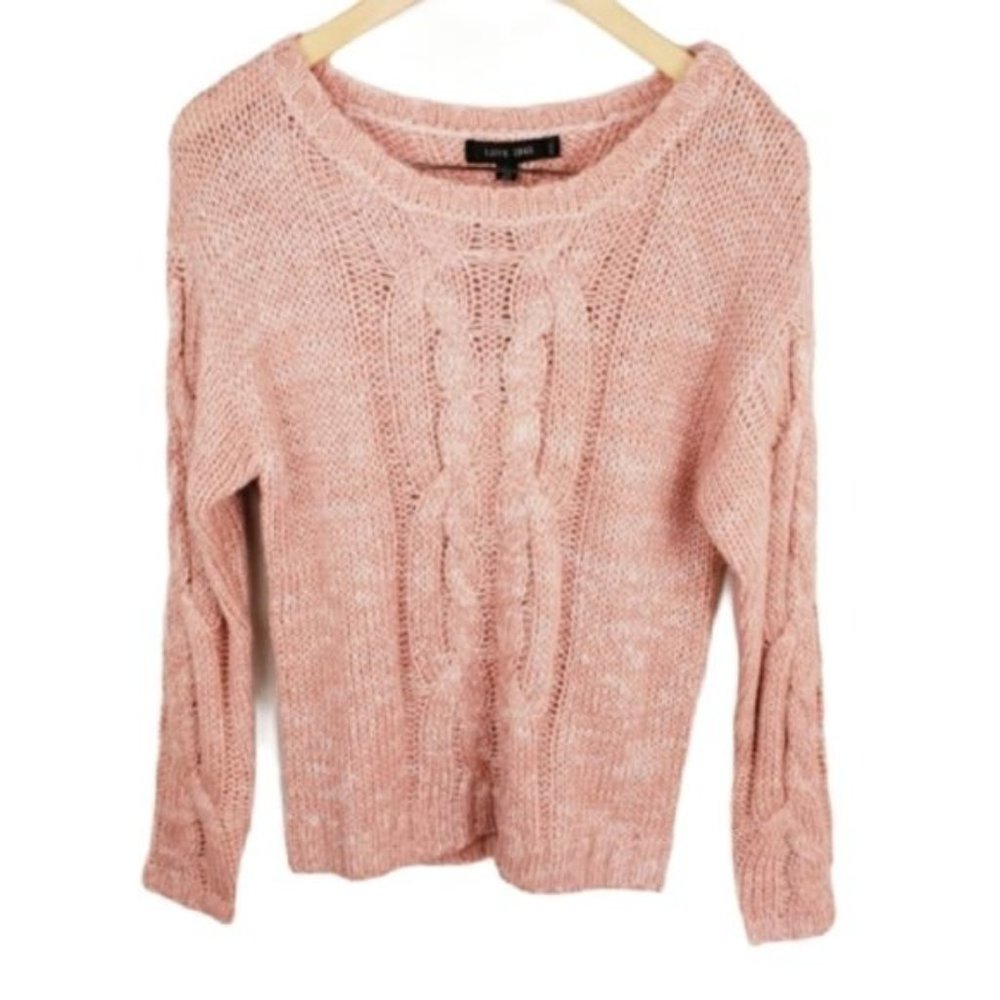 Love Tree womans Small Pink Cable knit sweater nwt